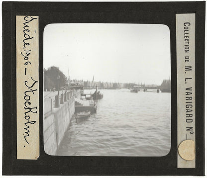 Stockholm, capitale Suède, photo ancienne plaque verre, positif 8,5x10 cm