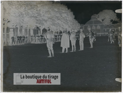 Inspection militaire,  guerre WW1, plaque verre, photo ancienne, négatif 9x12 cm