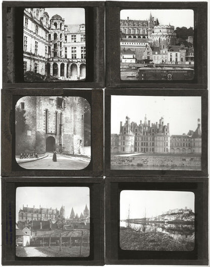 Châteaux France, histoire, photos plaques de verre, lot 10 positifs 8,5x10 cm