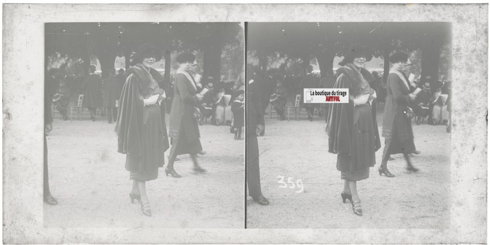 Hippodrome de Longchamp, Paris, plaque verre stéréoscopique, positif 8,5x17 cm