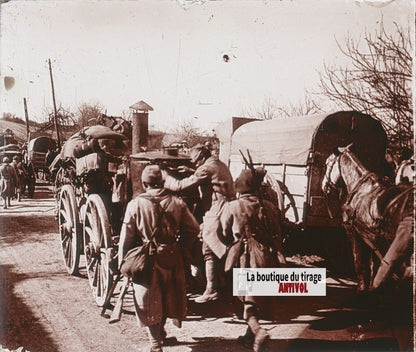 Première Guerre Mondiale, WW1, plaque verre stéréo, photo ancienne 4,5x10,7 cm