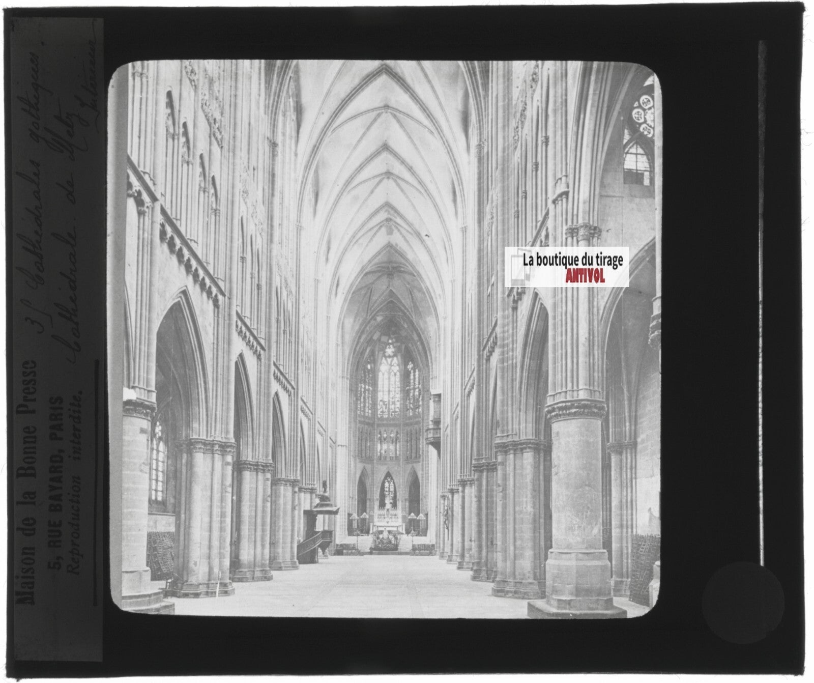 Cathédrale Saint-Etienne de Metz, photo plaque verre, positif 8,5x10 cm