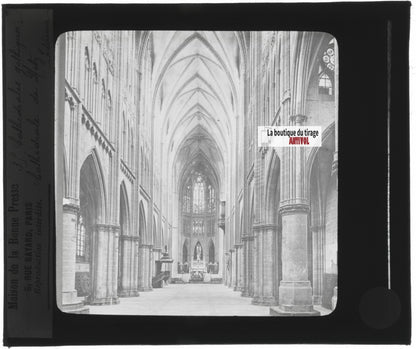 Cathédrale Saint-Etienne de Metz, photo plaque verre, positif 8,5x10 cm
