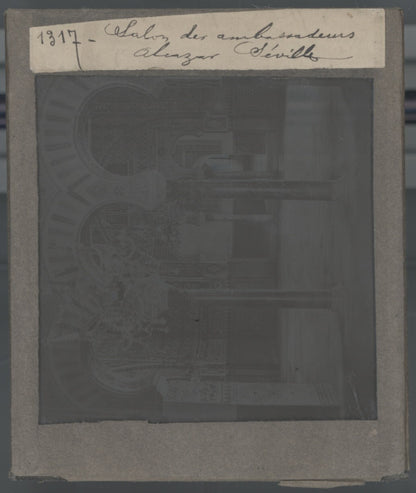 Alcazar, Séville, Espagne, photo ancienne plaque verre, positif 8,5x10 cm