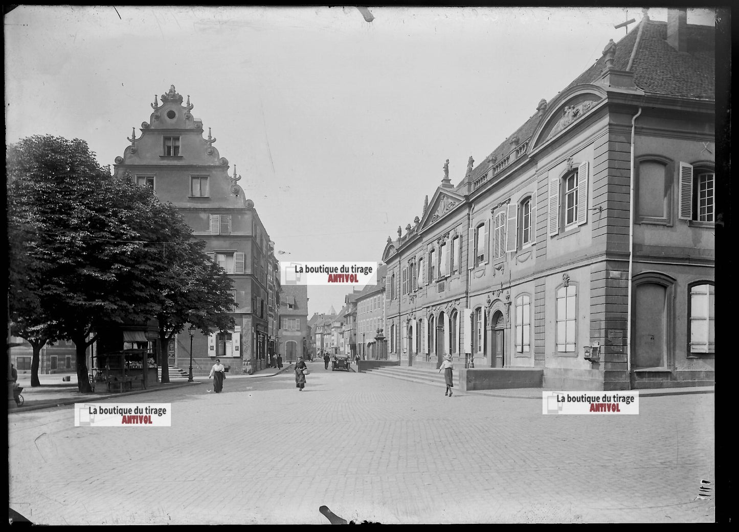 Plaque verre photo ancienne négatif noir et blanc 13x18 cm Colmar prise de vue