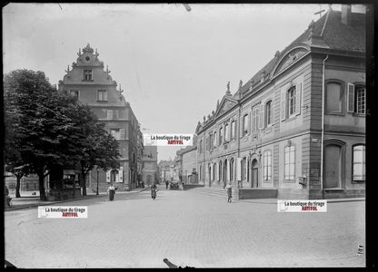 Plaque verre photo ancienne négatif noir et blanc 13x18 cm Colmar prise de vue