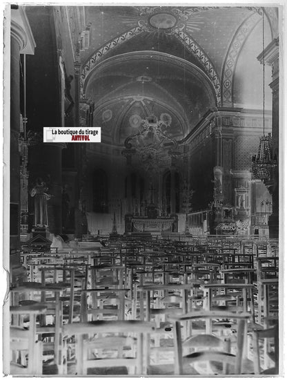 Rennes, église Saint-Etienne, Plaque verre photo, négatif noir & blanc 9x12 cm