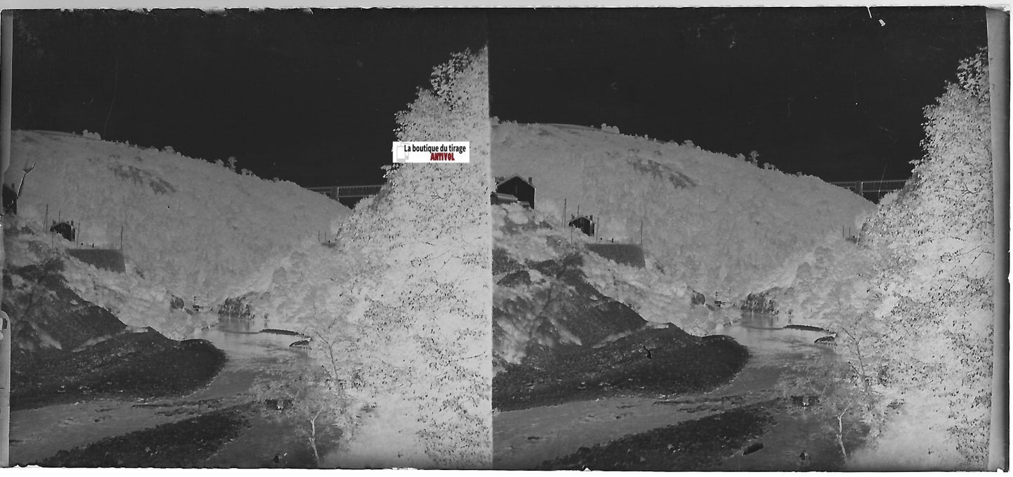 Sauret-Besserve Viaduc, Plaque verre photo, stéréo négatif noir & blanc 6x13 cm