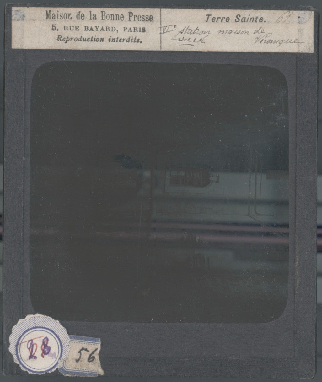 Maison de Sainte-Véronique, Jérusalem, photo plaque de verre, positif 8,5x10 cm