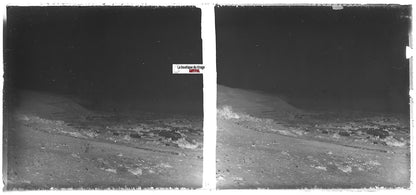 Paysage, Plaque verre photo stéréoscopique, négatif noir & blanc 6x13 cm