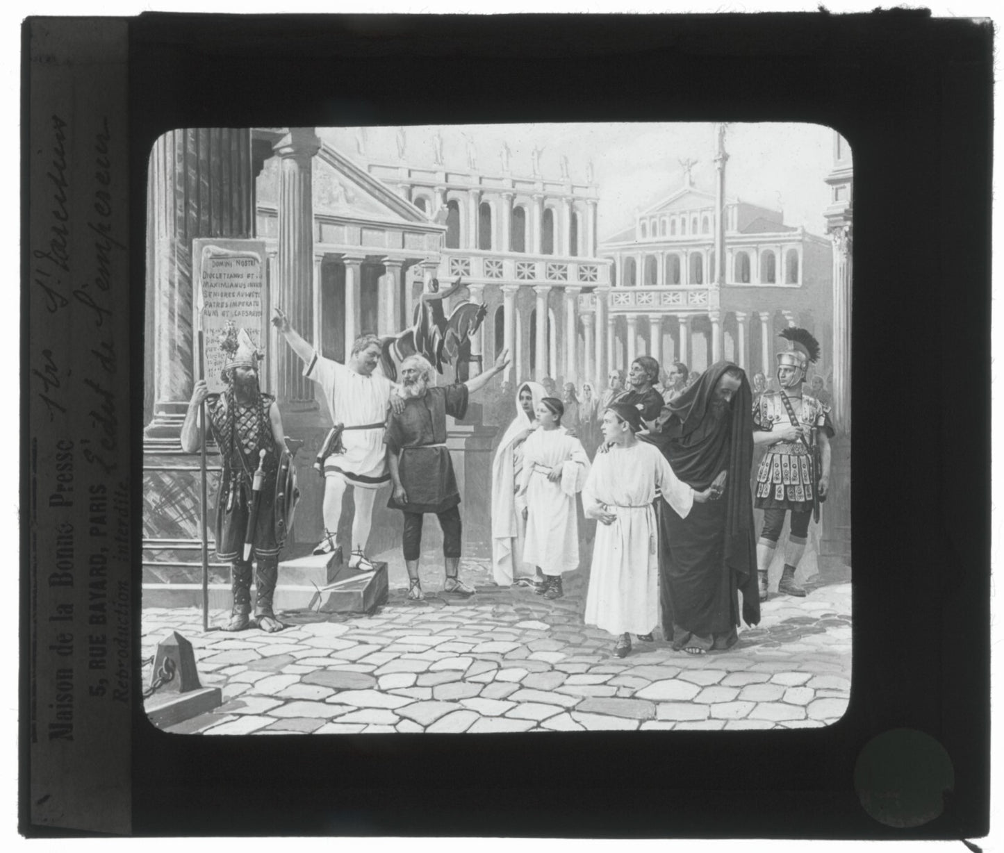 Tarcisius de Rome, Italie, dessin, photo plaque de verre, positif 8,5x10 cm