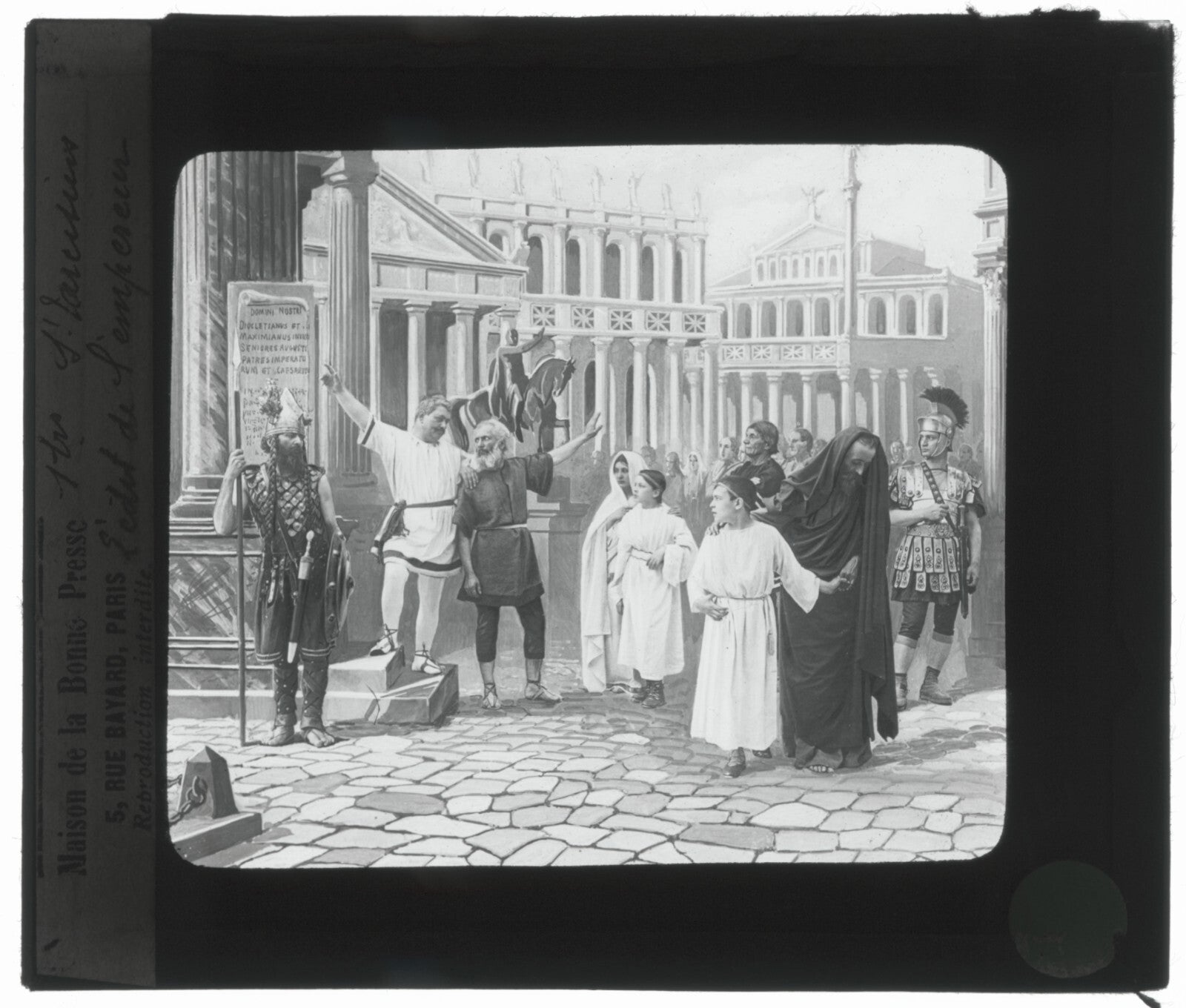 Tarcisius de Rome, Italie, dessin, photo plaque de verre, positif 8,5x10 cm