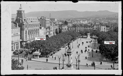Plaque verre, photo négatif noir & blanc 9x14 cm, Clermont-Ferrand, place Jaude