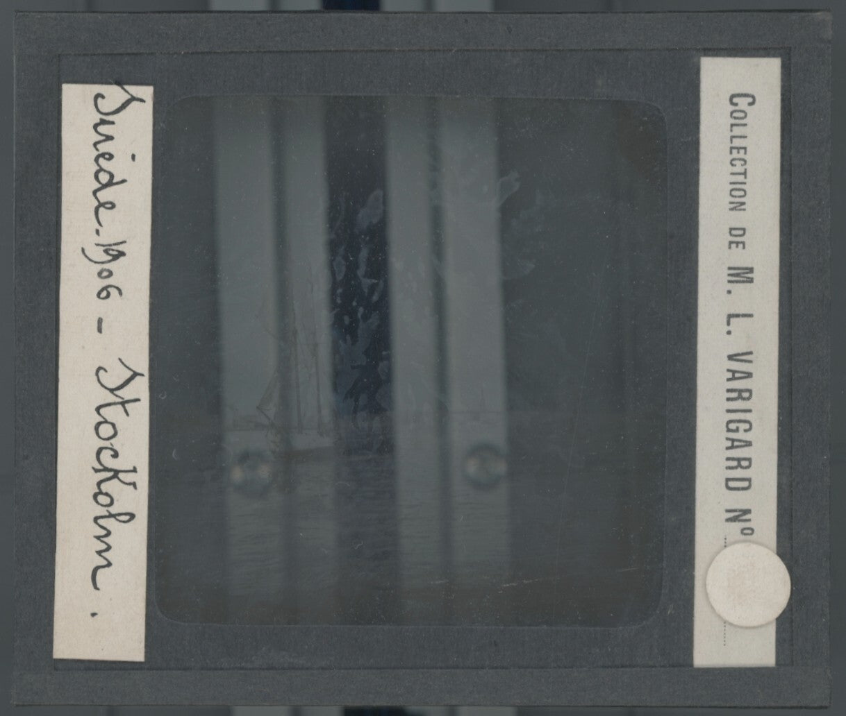 Stockholm, Suède, bateaux, photo plaque verre, noir & blanc, positif 8,5x10 cm