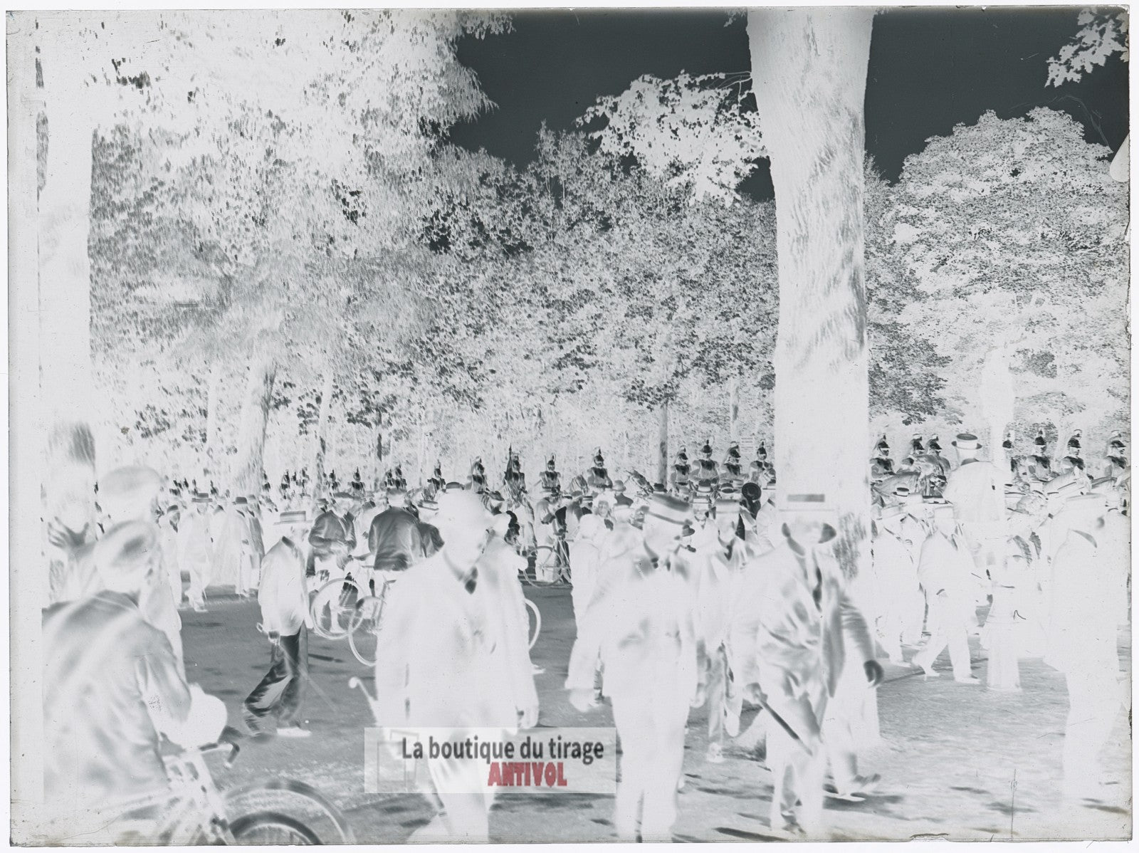 Défilé militaire, France Paris, plaque verre, photo ancienne, négatif 9x12 cm
