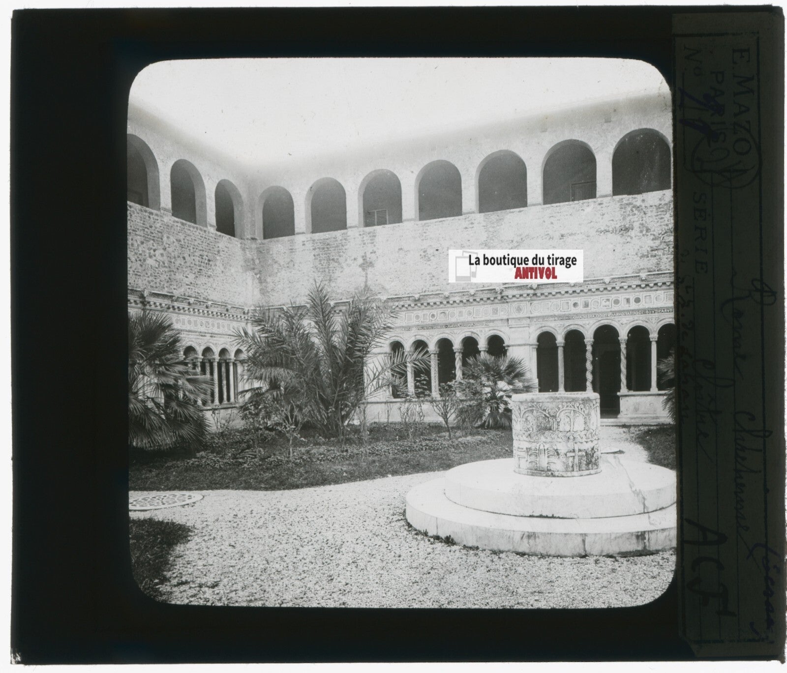 Saint-Jean-de-Latran, Rome, photo plaque verre, noir & blanc, positif 8,5x10 cm