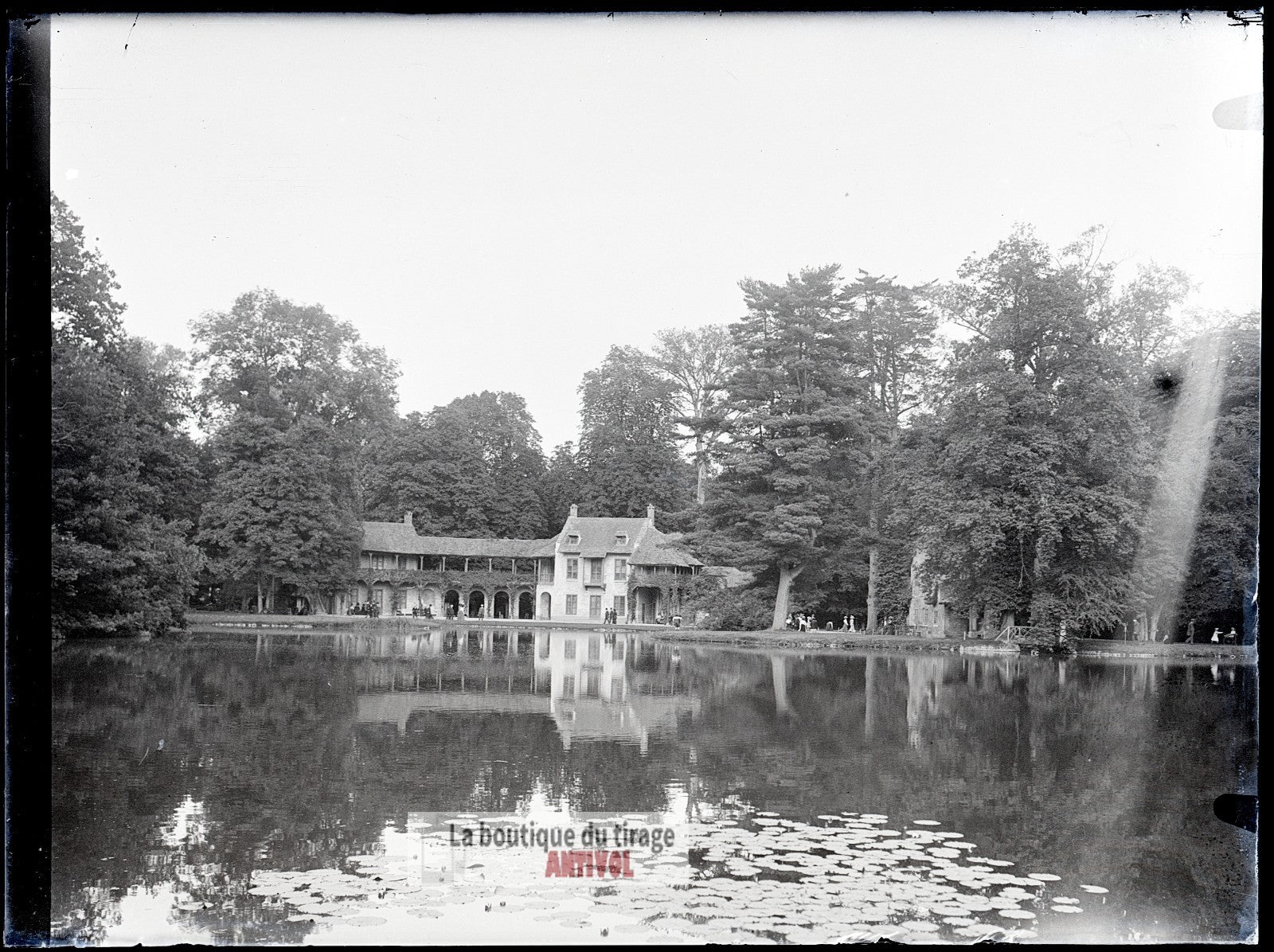 Domaine de Trianon, Versailles, plaque verre, photo ancienne, négatif 9x12 cm
