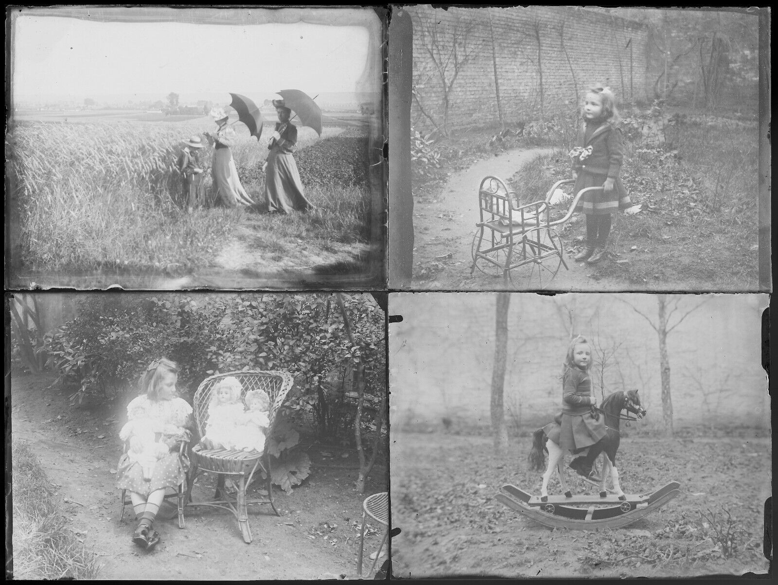 Belgique, famille, enfants, photo plaque verre, lot de 19 négatifs 9x12 cm