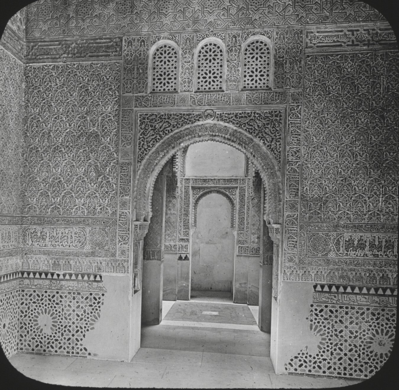 Grenade, Alhambra, Tour de la Captive, photo plaque de verre, positif 8,5x10 cm