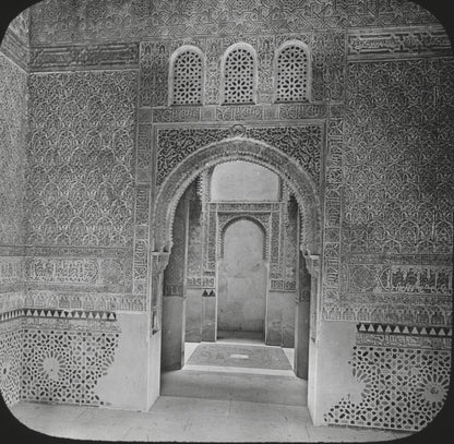 Grenade, Alhambra, Tour de la Captive, photo plaque de verre, positif 8,5x10 cm