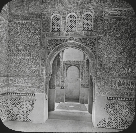 Grenade, Alhambra, Tour de la Captive, photo plaque de verre, positif 8,5x10 cm