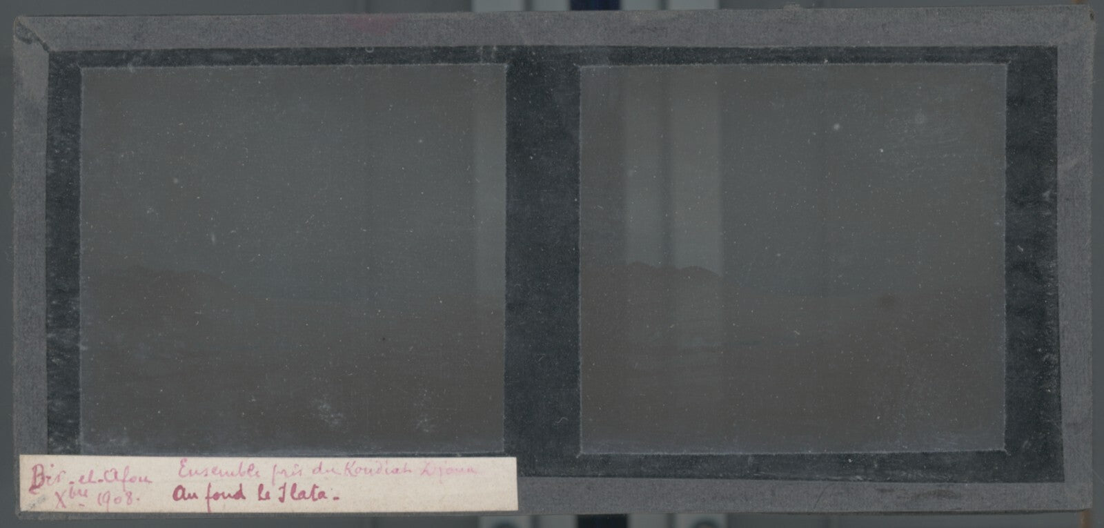 Paysage, Bir el Afou, Tunisie 1908, plaque verre stéréoscopique, positif 7x15 cm