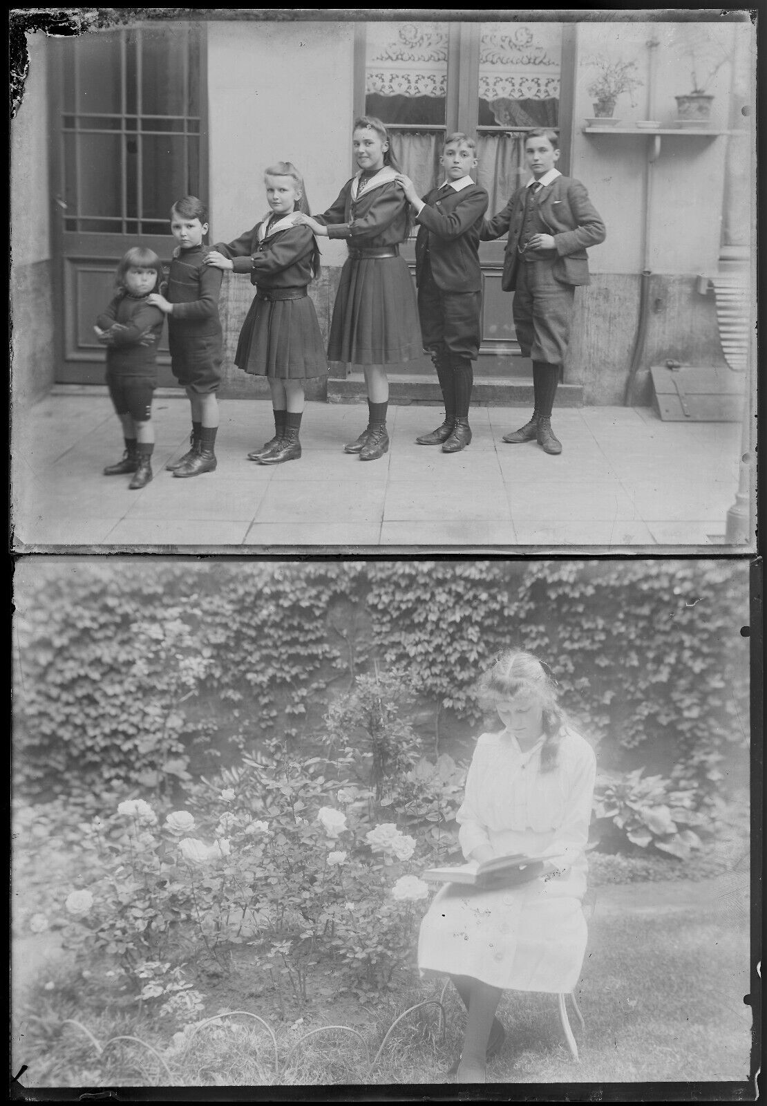 Personnages, photos anciennes plaque de verre, lot de 10 négatifs 13x18 cm