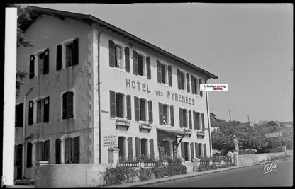 Bidart, hôtel des Pyrénées, Plaque verre photo, négatif noir & blanc 9x14 cm