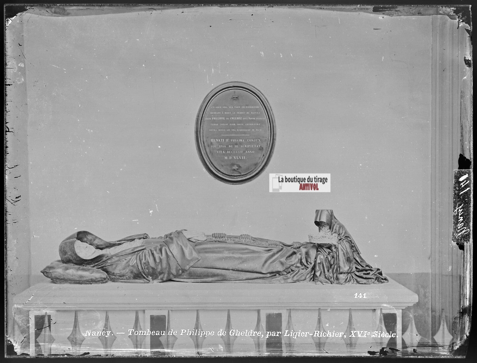 Plaque verre photo ancienne négatif noir et blanc 13x18 cm Nancy, De Gheldre