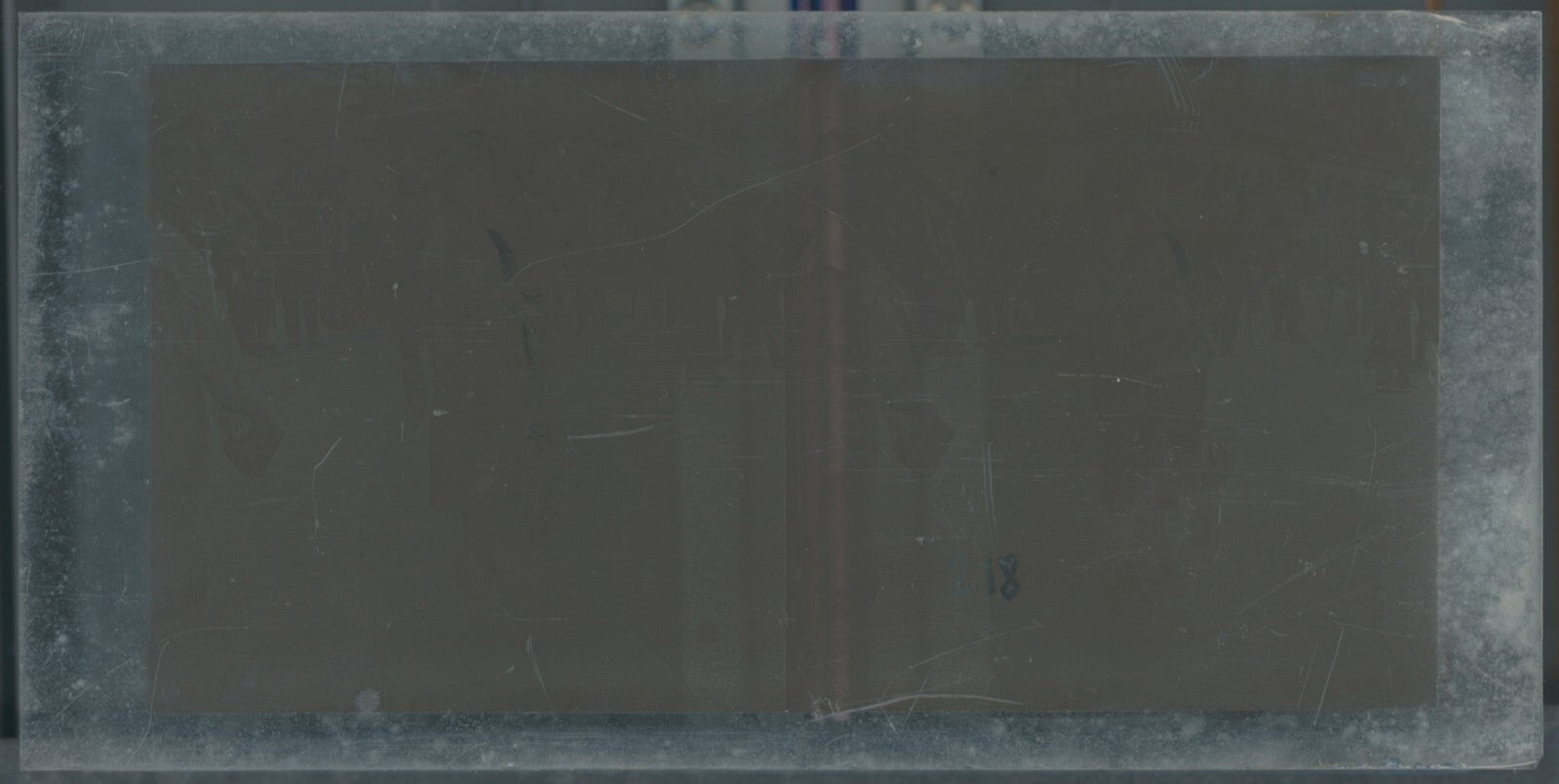 Personnages, Longchamp, Paris, plaque verre stéréoscopique, positif 8,5x17 cm