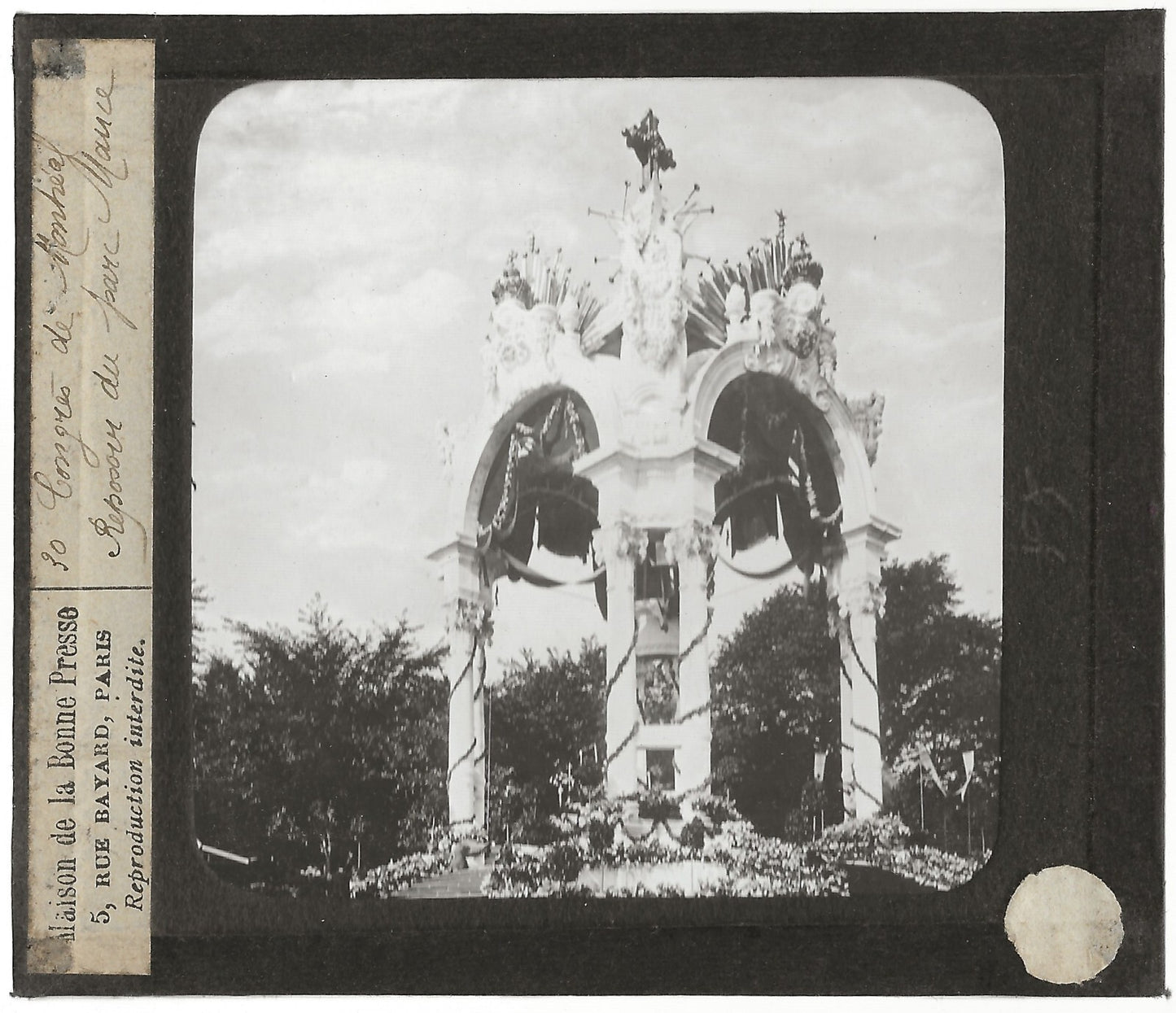 Parc Jeanne-Mance, Canada Montréal, photo plaque de verre, positif 8,5x10 cm
