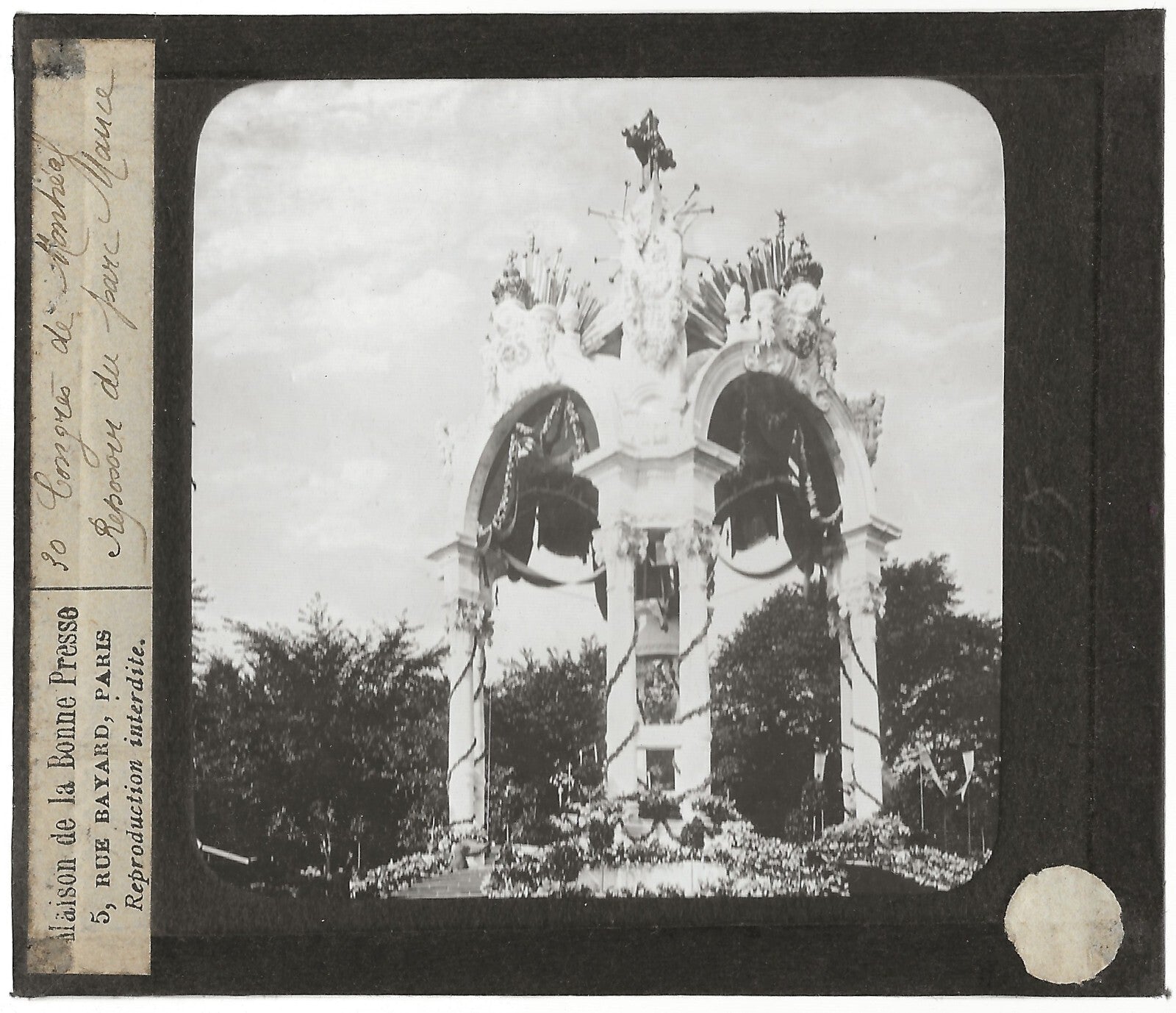 Parc Jeanne-Mance, Canada Montréal, photo plaque de verre, positif 8,5x10 cm