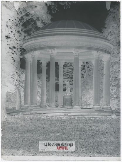 Temple de l’Amour, Versailles, plaque verre, photo ancienne, négatif 9x12 cm