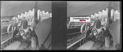 Bateau Bianca, Plaque verre stéréoscopie, négatif noir & blanc 4,5x10,7 cm