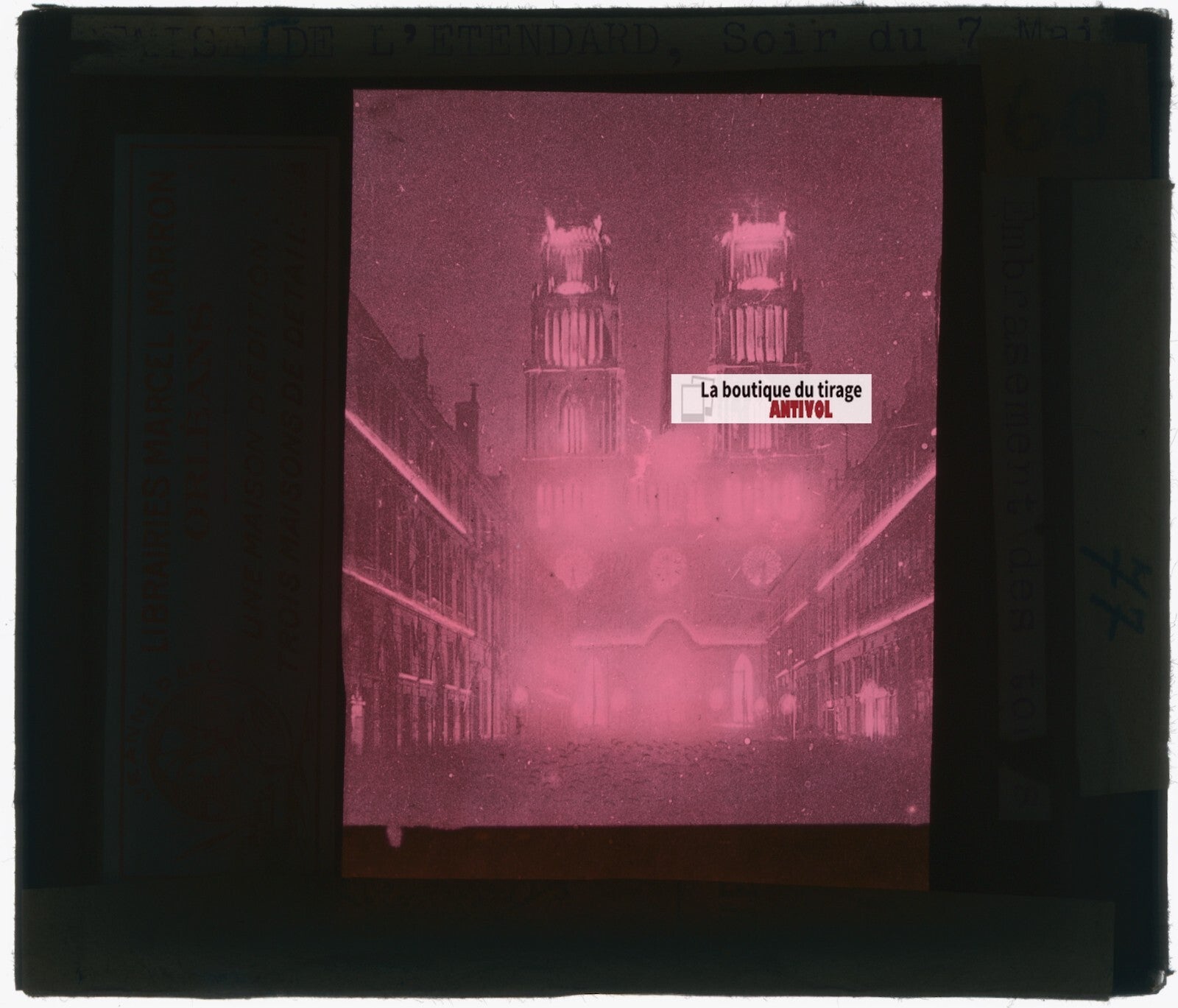 Orléans, Cathédrale, photo ancienne plaque verre, couleur, positif 8,5x10 cm