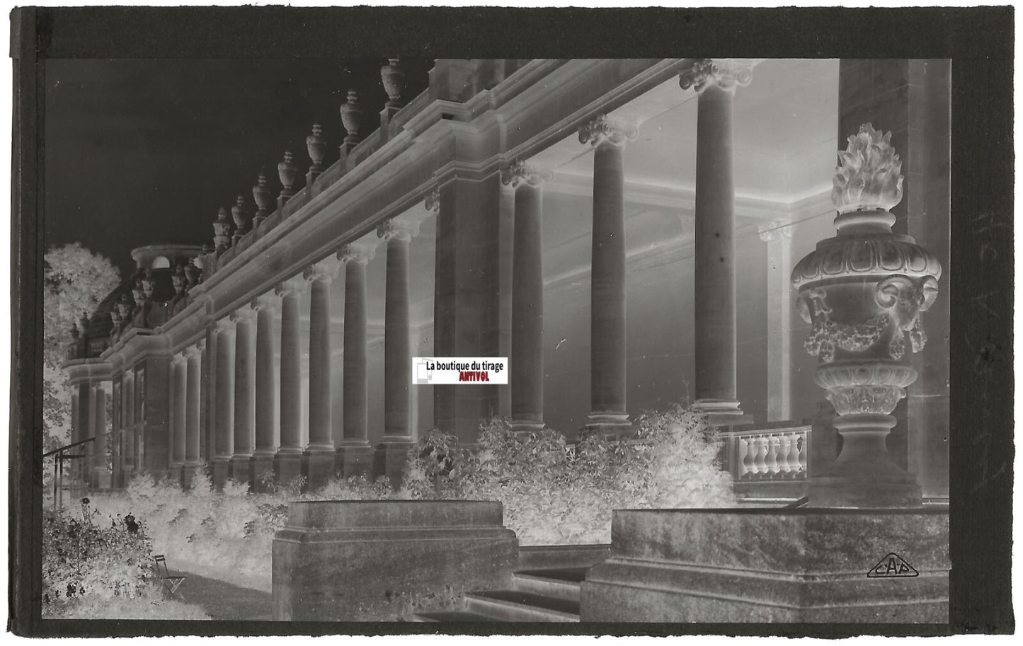 Plaque verre photo anncienne, négatif noir & blanc 9x14 cm, therme de Nancy