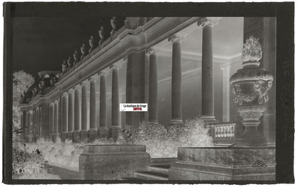 Plaque verre photo anncienne, négatif noir & blanc 9x14 cm, therme de Nancy