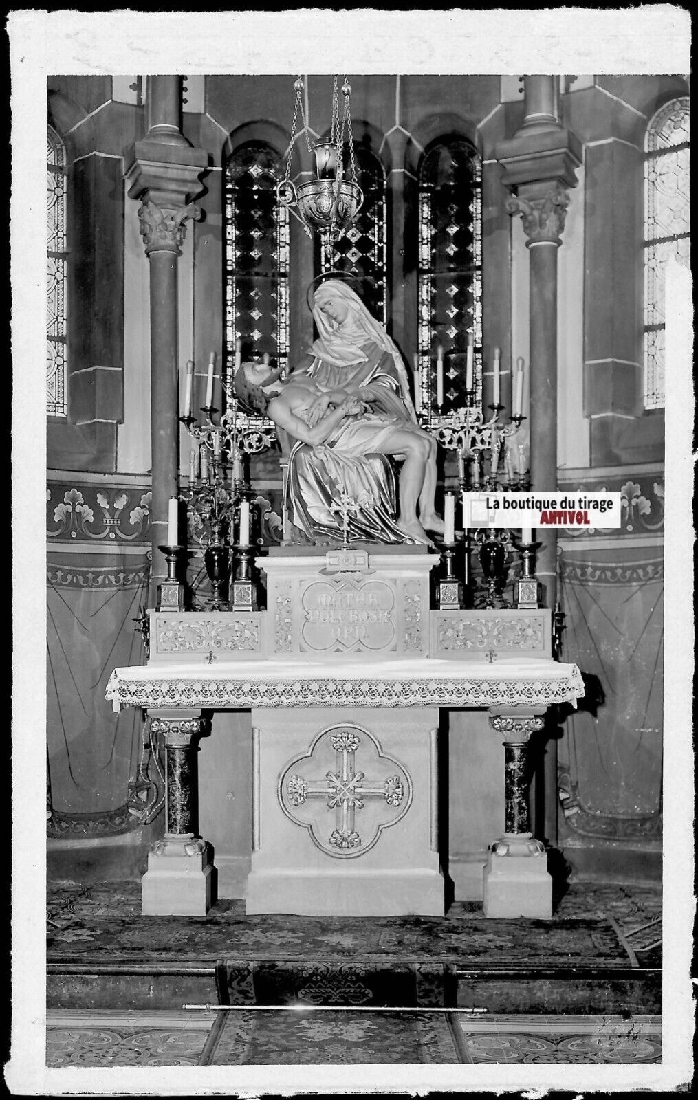 Plaque verre photo négatif noir & blanc 9x14 cm, Strasbourg, église Saint-Pierre