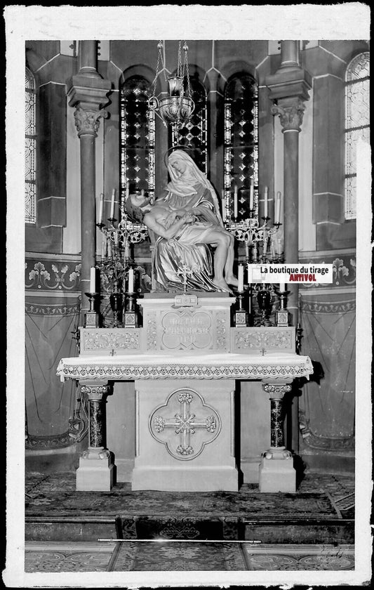 Plaque verre photo négatif noir & blanc 9x14 cm, Strasbourg, église Saint-Pierre