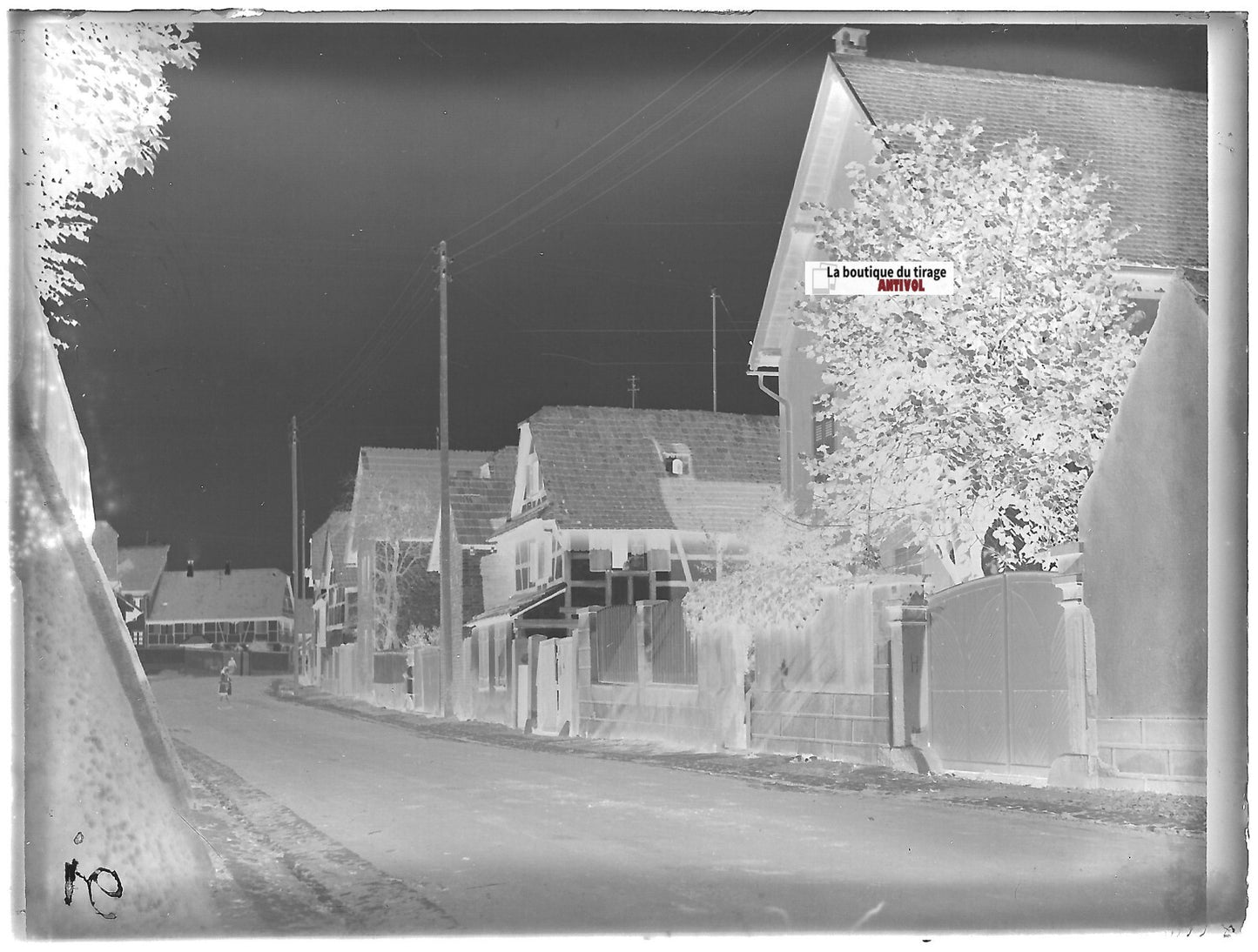 Oberschaeffolsheim, Plaque verre photo ancienne, négatif noir & blanc 9x12 cm