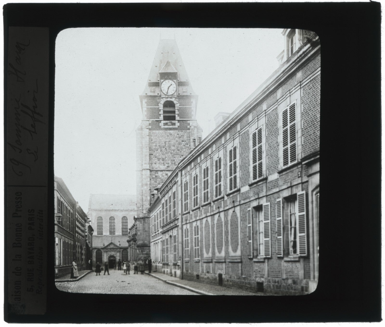 Beffroi de Ham, Somme, photo ancienne plaque verre, positif 8,5x10 cm
