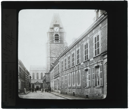 Beffroi de Ham, Somme, photo ancienne plaque verre, positif 8,5x10 cm