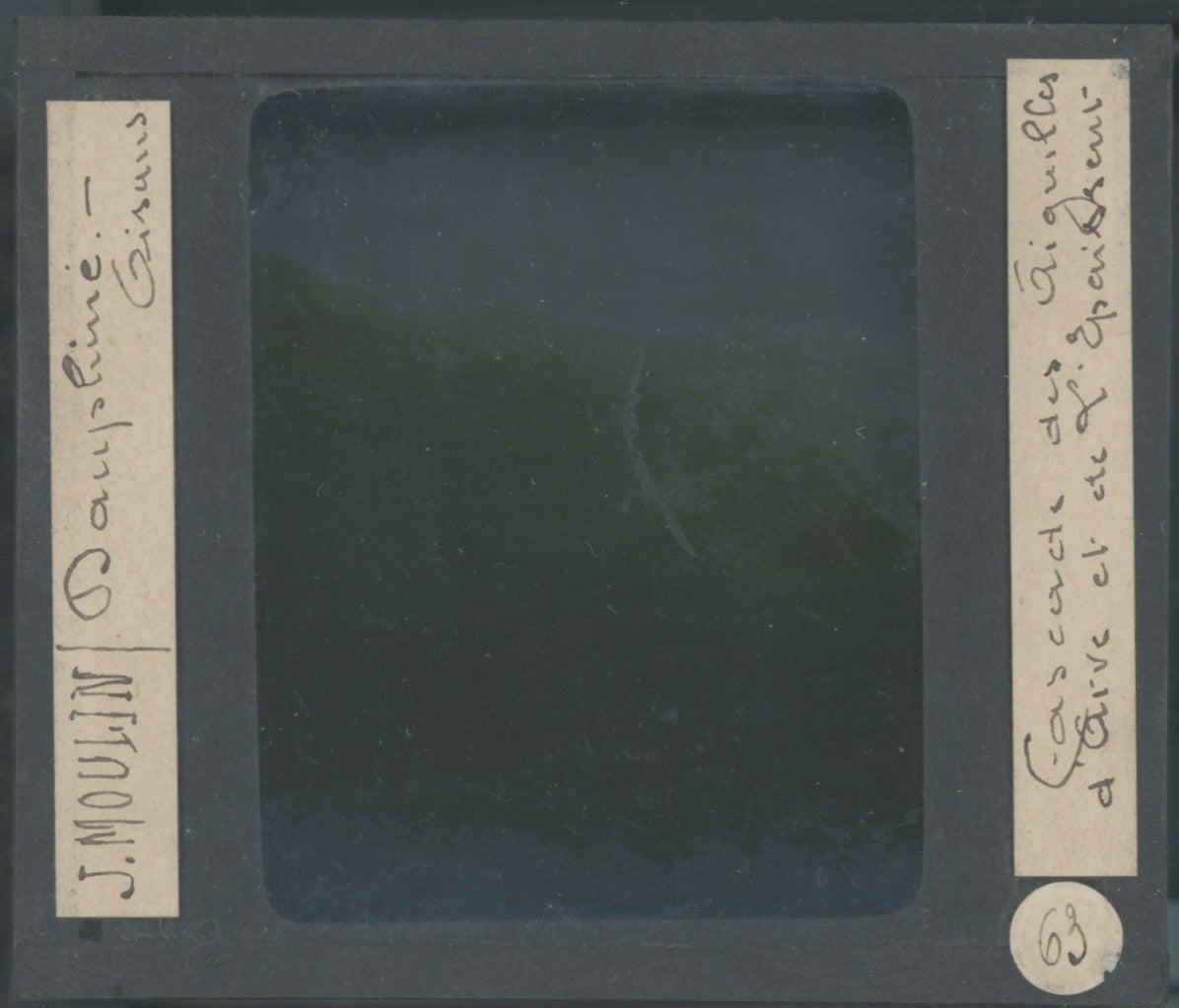 Cascade des Aiguilles d’Arves, photo J. Moulin, plaque verre, couleur, 8,5x10 cm