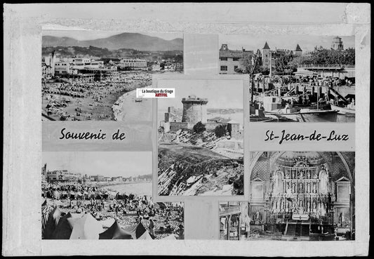 Saint-Jean-de-Luz, Plaque verre photo vintage, négatif noir & blanc 10x15 cm