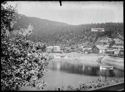 Plaque verre photo ancienne négatif noir et blanc 13x18cm lac Noir Orbey Vosges