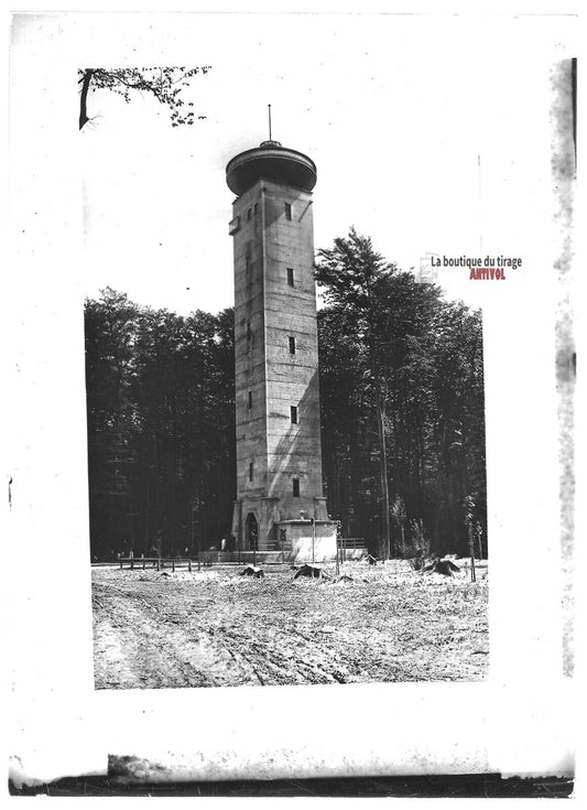 Plaque verre photo ancienne positif noir et blanc 13x18 cm Schwarzenbergturm