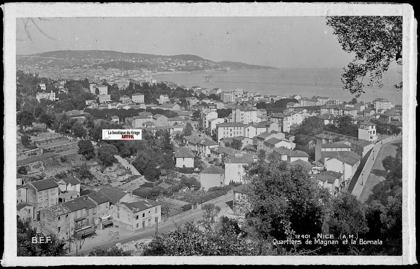 Nice, quartier Magnan Bornala, Plaque verre photo négatif noir et blanc 9x14 cm