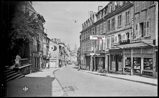 Plaque verre photo, négatif noir & blanc 9x14 cm, Sarrebourg, Grand Rue, Moselle