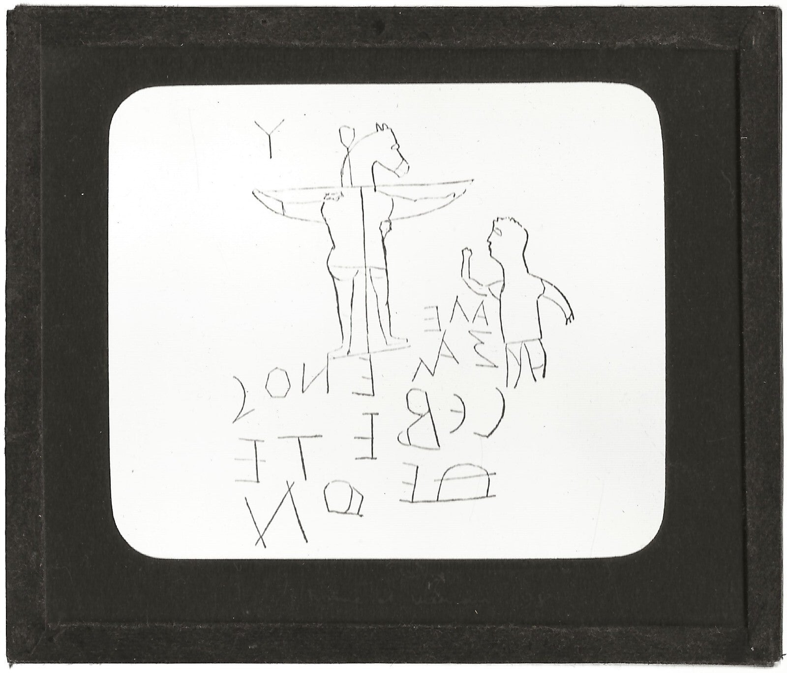 Graffiti d'Alexamenos, Rome et Vatican, photo plaque de verre, positif 8,5x10 cm