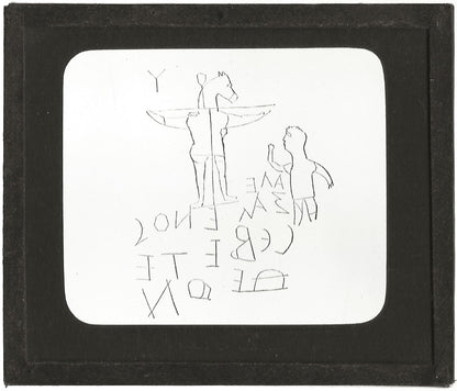 Graffiti d'Alexamenos, Rome et Vatican, photo plaque de verre, positif 8,5x10 cm